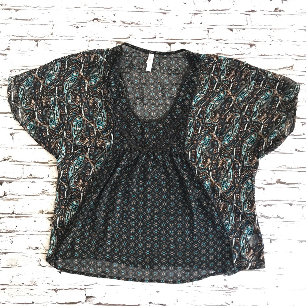 Oversized Boho Xhilaration Sheer Top